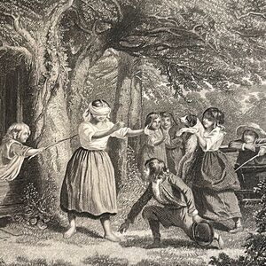 Blind Man's Buff 7.25" x 6" Antique Engraving/Print